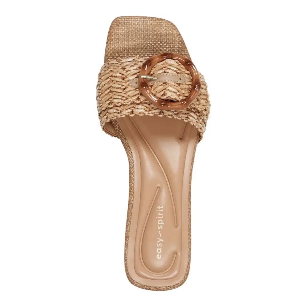 Easy Spirit Women's Gatlin Woven Low Block Heel Sandals Natural Size 6